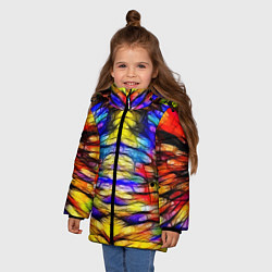 Куртка зимняя для девочки Батик Краски, цвет: 3D-черный — фото 2