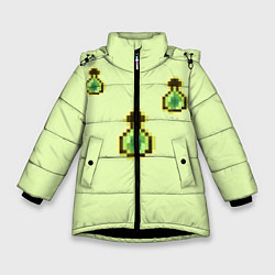 Куртка зимняя для девочки Пузырьки опыта, цвет: 3D-черный