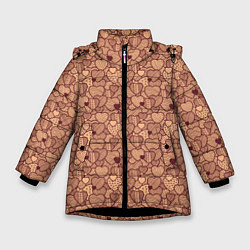 Куртка зимняя для девочки Узор из сердец, цвет: 3D-черный