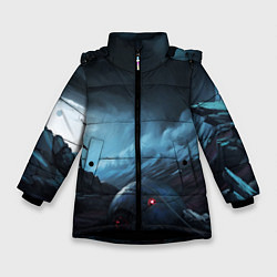 Куртка зимняя для девочки Космонавт, цвет: 3D-черный