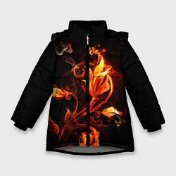 Куртка зимняя для девочки Огненный цветок, цвет: 3D-светло-серый