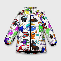 Куртка зимняя для девочки AMONG US STICKERBOMBING, цвет: 3D-черный