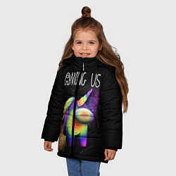Куртка зимняя для девочки AMONG US ЕДИНОРОГ, цвет: 3D-красный — фото 2