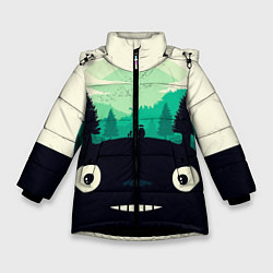 Куртка зимняя для девочки ТОТОРО, цвет: 3D-черный