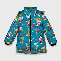 Куртка зимняя для девочки Looney Tunes Christmas, цвет: 3D-светло-серый