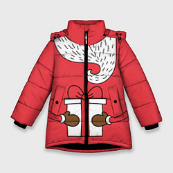 Куртка зимняя для девочки Дед мороз, цвет: 3D-черный