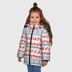 Куртка зимняя для девочки Новогодний пиксельный узор, цвет: 3D-черный — фото 2