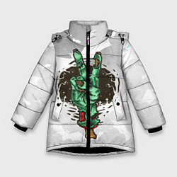 Куртка зимняя для девочки Zombie peace hand, цвет: 3D-черный