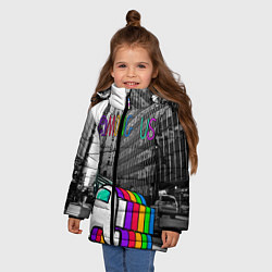 Куртка зимняя для девочки Among Us по улицам Нью-Йорка, цвет: 3D-светло-серый — фото 2