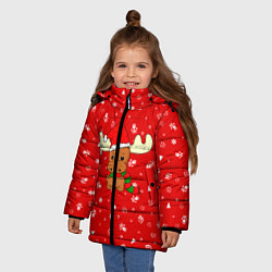 Куртка зимняя для девочки НОВОГОДНИЙ ОЛЕНЁНОК, цвет: 3D-красный — фото 2