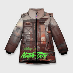 Куртка зимняя для девочки Welcome to Night City, цвет: 3D-черный