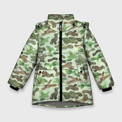 Куртка зимняя для девочки Весенний камуфляж, цвет: 3D-светло-серый