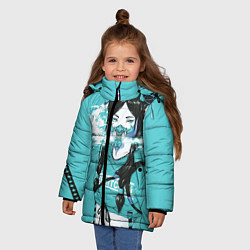 Куртка зимняя для девочки Самурай, цвет: 3D-черный — фото 2