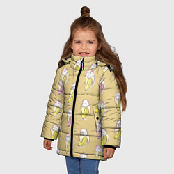 Куртка зимняя для девочки Кот и банан, цвет: 3D-черный — фото 2