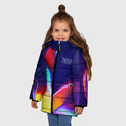 Куртка зимняя для девочки Phonk Neon, цвет: 3D-черный — фото 2