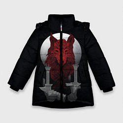 Куртка зимняя для девочки Луна и волк, цвет: 3D-черный