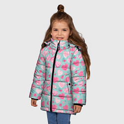 Куртка зимняя для девочки Сердечки в разных стилях, цвет: 3D-черный — фото 2