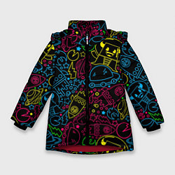 Куртка зимняя для девочки КОСМИЧЕСКИЙ НЕОН, цвет: 3D-красный