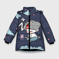 Куртка зимняя для девочки BTS Sleep, цвет: 3D-черный