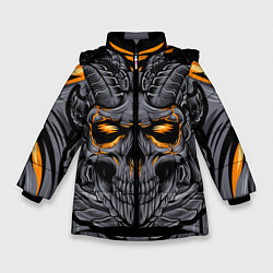 Куртка зимняя для девочки Череп дьявола, цвет: 3D-черный