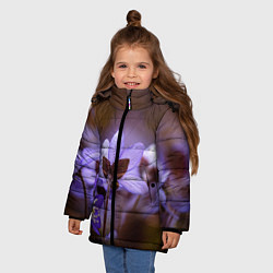 Куртка зимняя для девочки Хрупкий цветок фиалка, цвет: 3D-черный — фото 2