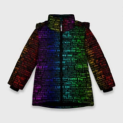 Куртка зимняя для девочки I love You Неон, цвет: 3D-черный