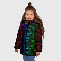 Куртка зимняя для девочки I love You Неон, цвет: 3D-черный — фото 2