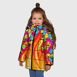 Куртка зимняя для девочки SLAVA MARLOW - Смайлики, цвет: 3D-светло-серый — фото 2