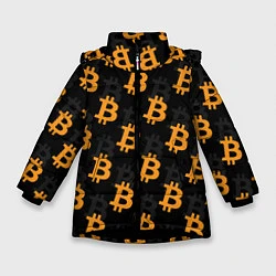 Куртка зимняя для девочки БИТКОИН BITCOIN, цвет: 3D-черный