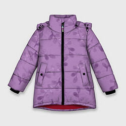 Куртка зимняя для девочки Листья на фиолетовом фоне, цвет: 3D-красный