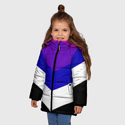 Куртка зимняя для девочки Полосы, цвет: 3D-светло-серый — фото 2