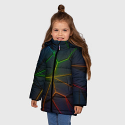 Куртка зимняя для девочки НЕОНОВЫЕ ПЛИТЫ 3D ПЛИТЫ, цвет: 3D-черный — фото 2