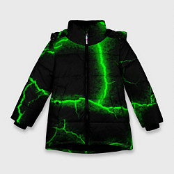 Куртка зимняя для девочки К - 13 зелёная трещина 3D, цвет: 3D-черный