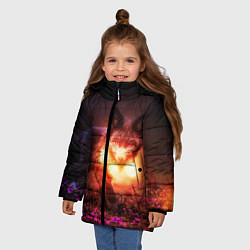 Куртка зимняя для девочки Лисица с фонариками, цвет: 3D-черный — фото 2