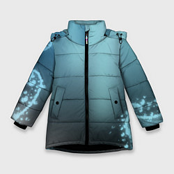 Куртка зимняя для девочки Водяные свечения, цвет: 3D-черный