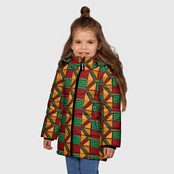 Куртка зимняя для девочки Узор коренных индейцев америки, цвет: 3D-черный — фото 2