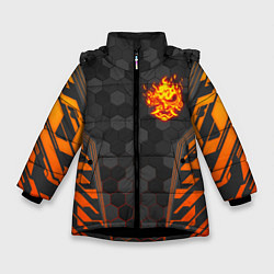 Куртка зимняя для девочки CYBERPUNK 2077 SAMURAI КИБЕР, цвет: 3D-черный