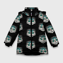 Куртка зимняя для девочки Чеширские котики, цвет: 3D-черный
