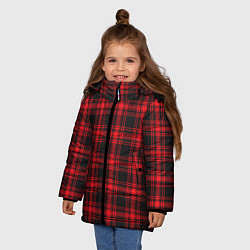 Куртка зимняя для девочки Красная клетка, цвет: 3D-светло-серый — фото 2
