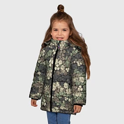 Куртка зимняя для девочки Камуфляж с клевером, цвет: 3D-черный — фото 2
