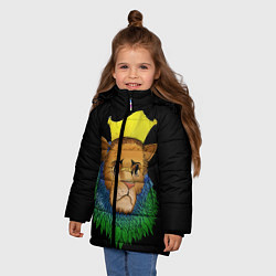 Куртка зимняя для девочки Lion art, цвет: 3D-черный — фото 2