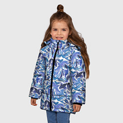 Куртка зимняя для девочки Рыбы-птицы Узоры, цвет: 3D-светло-серый — фото 2