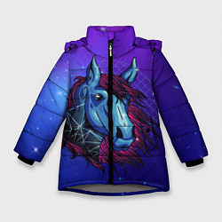 Куртка зимняя для девочки Retrowave Neon Horse, цвет: 3D-светло-серый