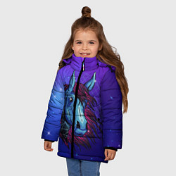 Куртка зимняя для девочки Retrowave Neon Horse, цвет: 3D-светло-серый — фото 2