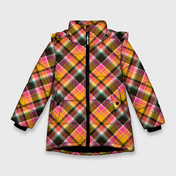 Куртка зимняя для девочки Клеточный узор, цвет: 3D-черный