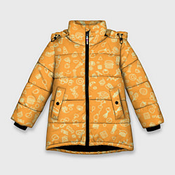 Куртка зимняя для девочки Оранжевая еда, цвет: 3D-черный