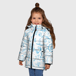 Куртка зимняя для девочки Морская тема, цвет: 3D-светло-серый — фото 2