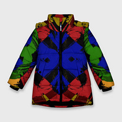 Куртка зимняя для девочки Абстракция, цвет: 3D-черный