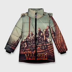Куртка зимняя для девочки Valheim викинги, цвет: 3D-черный