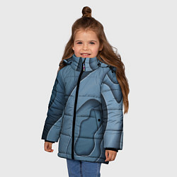 Куртка зимняя для девочки Абстракция бумажные волны, цвет: 3D-черный — фото 2
